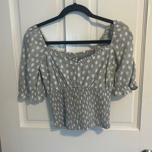 Abercrombie and Fitch Polka Dot Blouse Never Worn comes with matching hair tie
